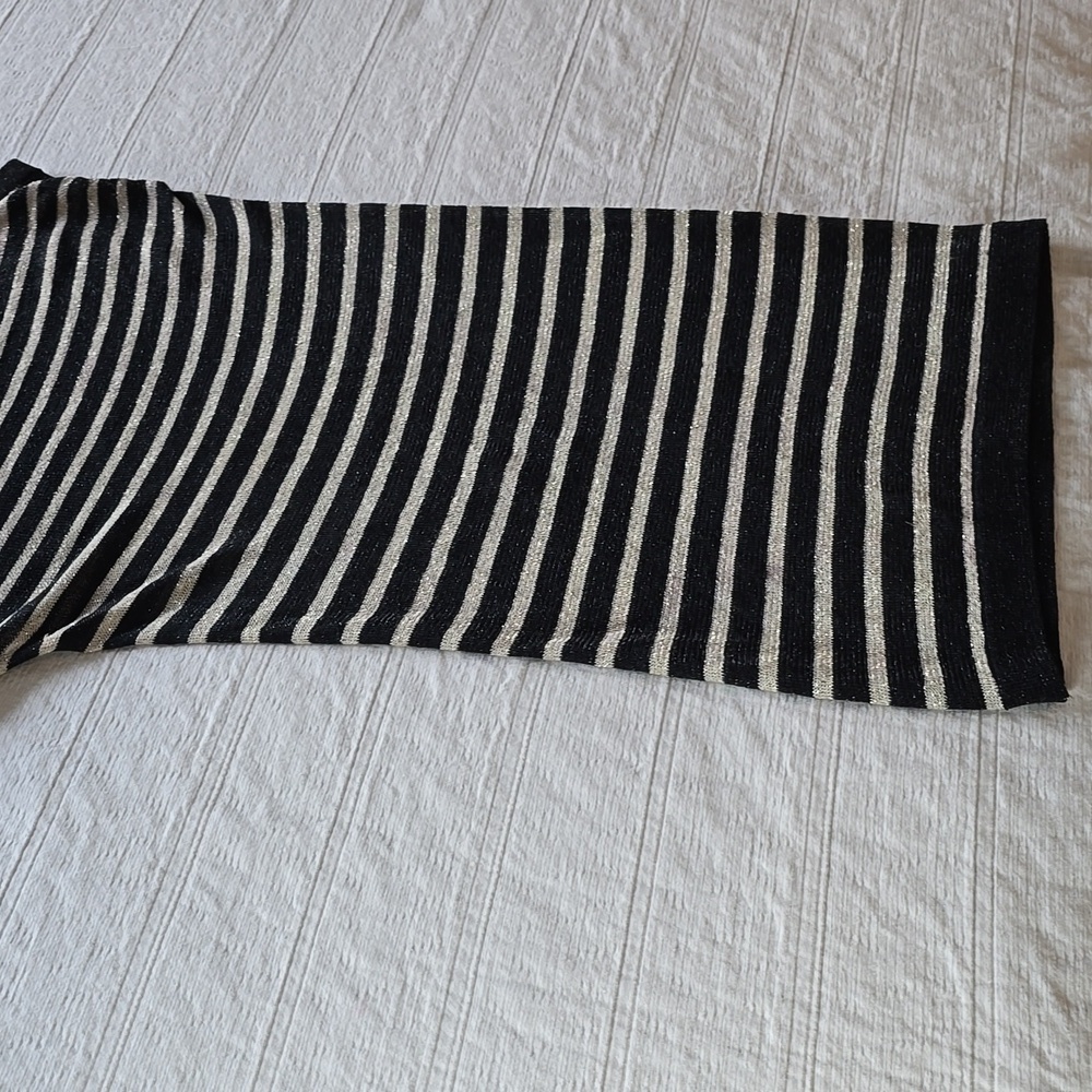Shelley M Metallic Stripe Crop Wrap Top Size S - Picture 12 of 16